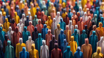 Obraz premium A Large Crowd of Colorful Miniature Figures Representing Diversity and Community in Modern Society With Depth Of Field