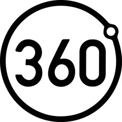 360 degree vector icon. Round signs with arrows rotation angle to three sixty degrees. Rotate symbol isolated on transparent background. Vector illustration.