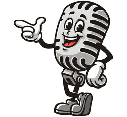 Microphone character mascot cartoon is finding an idea
