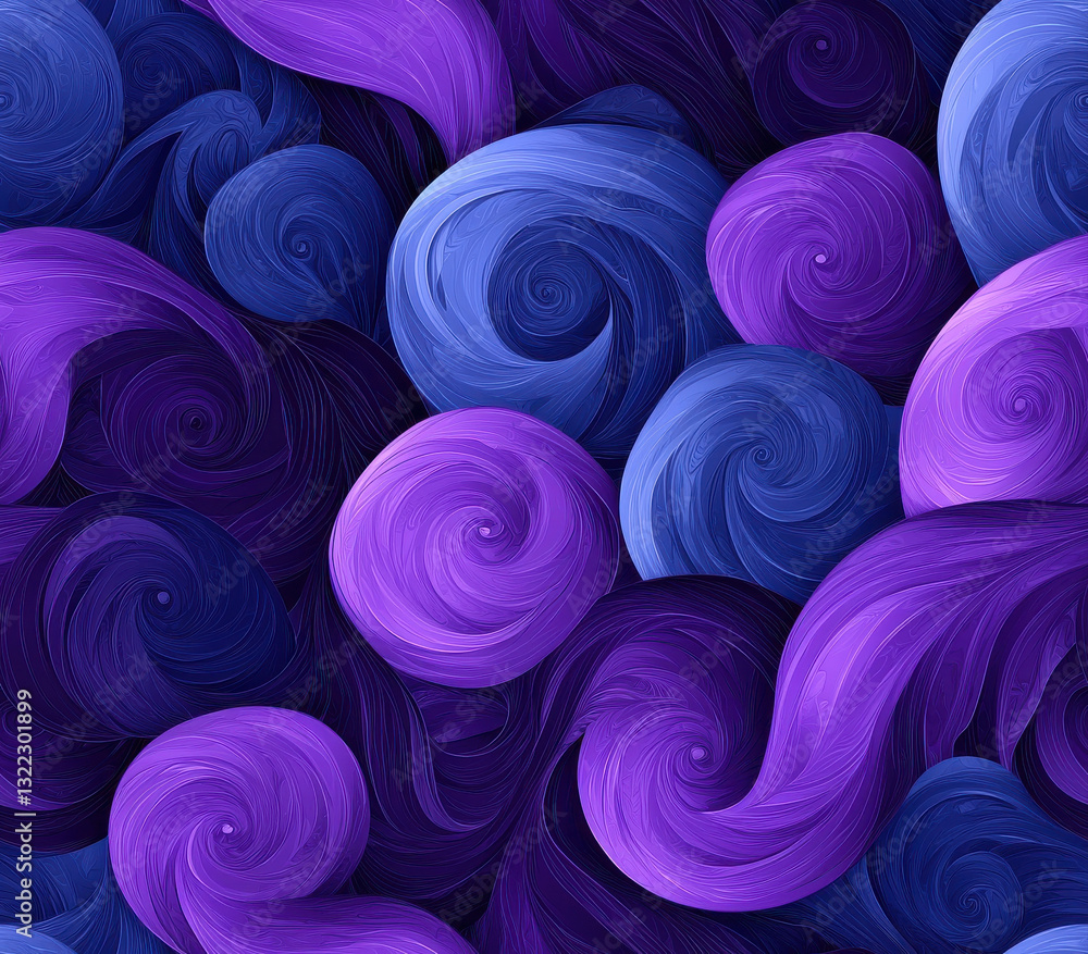 Poster swirling electric violet and indigo patterns create mesmerizing abstract design, seamless pattern st