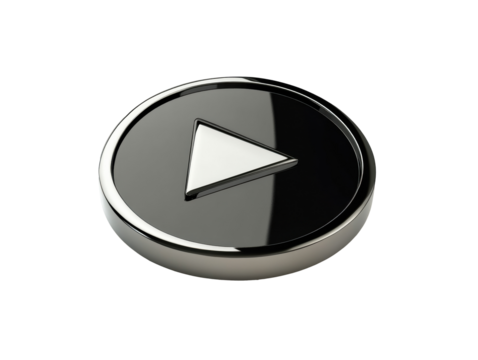 Modern play button design in sleek metallic finish