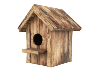 Rustic wooden birdhouse crafted for garden wildlife shelter