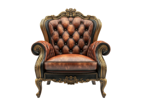 Elegant vintage armchair with rich upholstery and intricate details