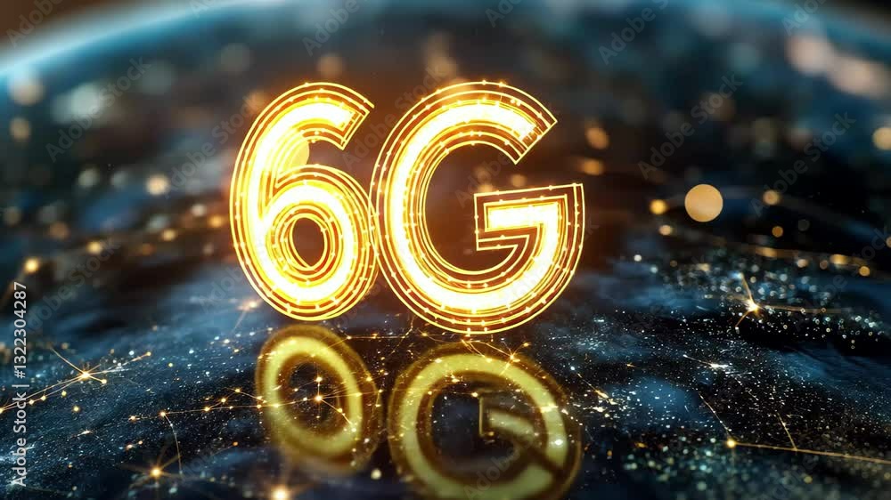 Poster global network representation showcasing advanced 6g technology with bright connections, network of 