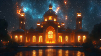 Obraz premium Majestic mosque under cosmic night