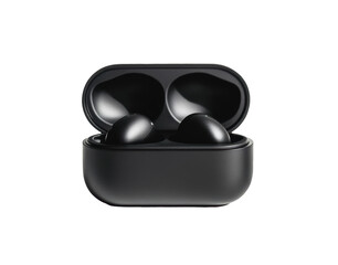 High-quality wireless earbuds with charging case in black color