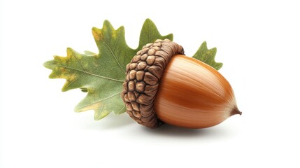 Acorn cartoon isolated on white background. Oak tree forest fruit