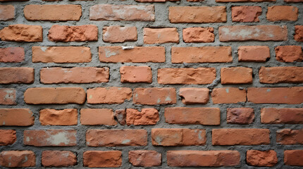 Close-Up Rustic Textured Red Brick Wall with Gray Mortar - Architecture Building Material