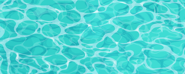 Water ripple surface pool or ocean water with glares sunlight reflections, game texture top view. Beach sea clean and deep water.