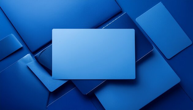 a minimalist card exuding sophistication and modernity, featuring a rich blue background idea