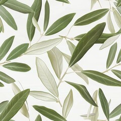 Fototapeta premium A pattern of nearly invisible olive tree leaf with light green edges against a clean and simple background
