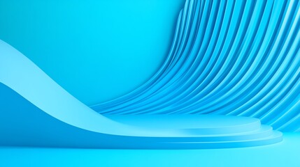 Obraz premium Abstract Blue Background with Podium for Product Display Mockup