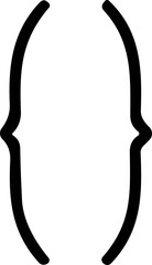 Braces or curly brackets icons set in flat and line styles. Small square bracket collection. Text parentheses, punctuation, retro oval shapes. Typography design element.