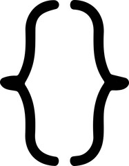 Braces or curly brackets icons set in flat and line styles. Small square bracket collection. Text parentheses, punctuation, retro oval shapes. Typography design element.