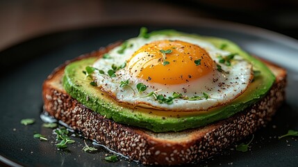 Avocado toast with fried egg
