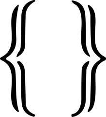 Braces or curly brackets icon. Small and square bracket or braket collection. Text brackets collection for messages, quotas. Oval, retro parentheses and punctuation shapes.