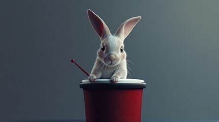 Cute rabbit in a red cup