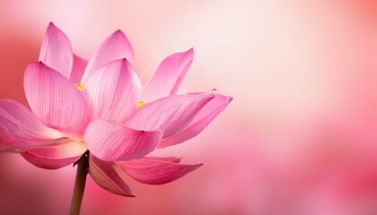 Fototapeta premium Close up of Pink lotus flower on a blurred pink background, blooming in spring, beauty
