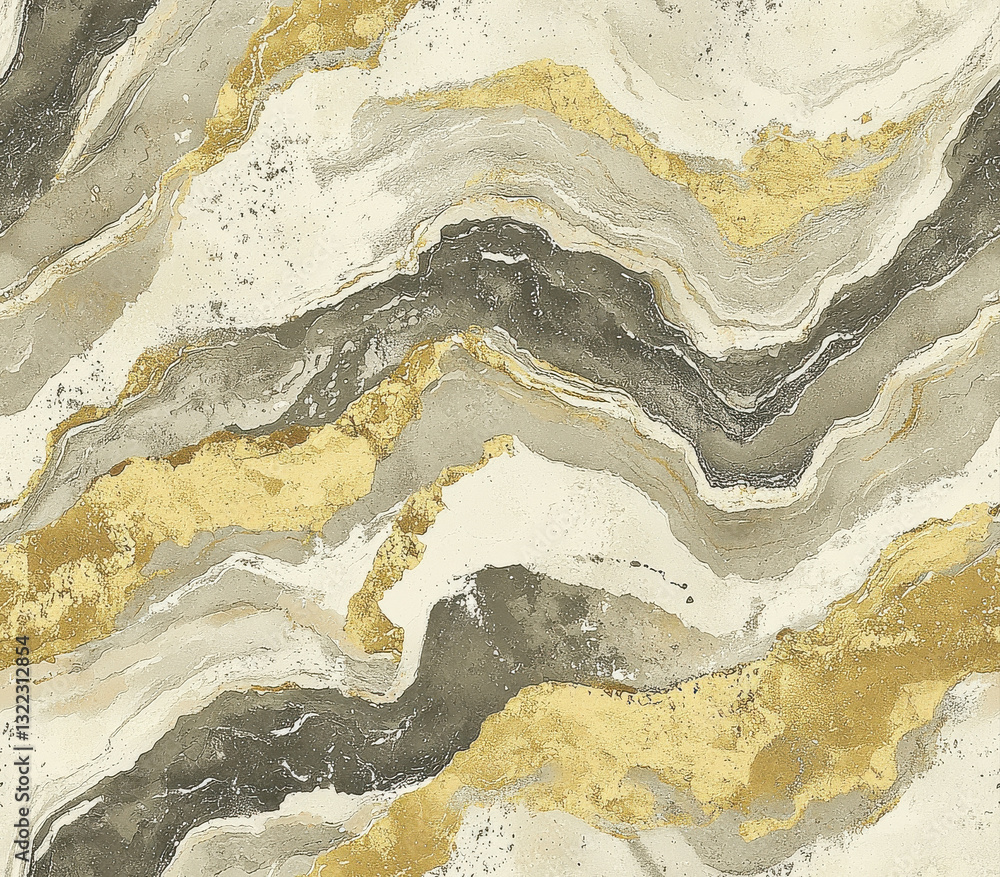 Poster elegant abstract design with gentle waves of taupe and soft golden tones, seamless pattern style.
