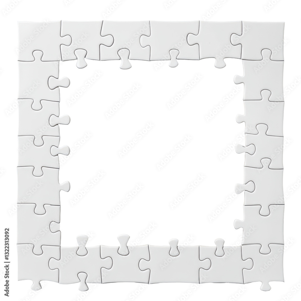 Aufkleber white puzzle frame on transparent background perfect for creative design and presentation needs, whi