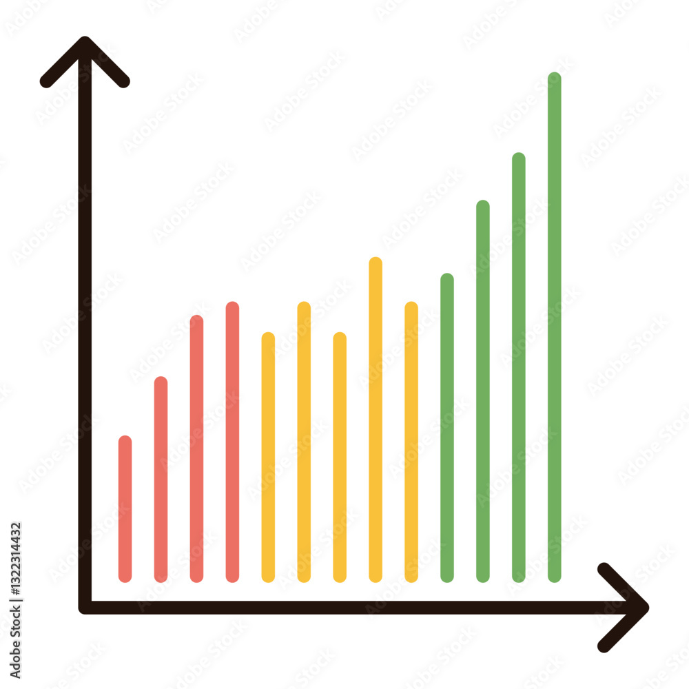 Poster upward trend of growth, demonstrated visually with color-coded bars showing gradual increase in a si
