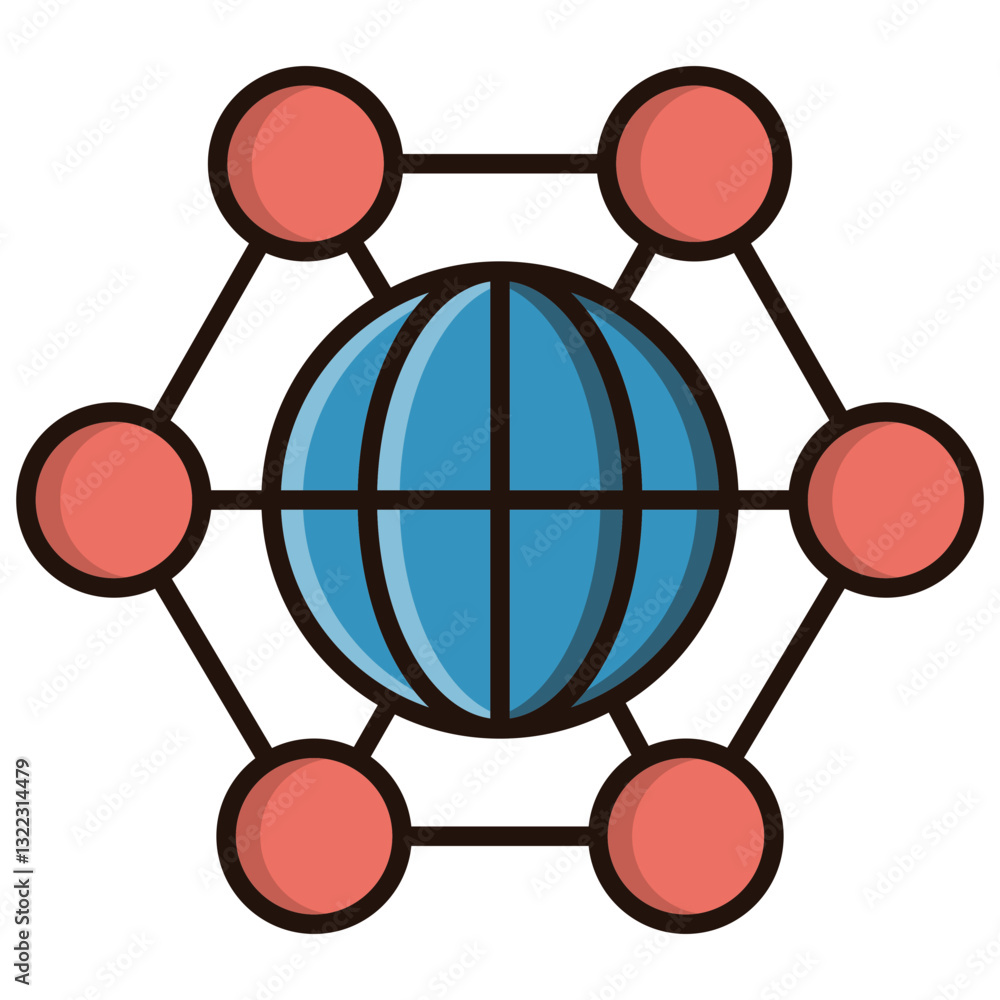 Poster global connection a vibrant network of people linked together around the world, depicted in a bold a