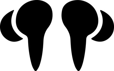 Headset and handfree symbol in flat style. Wireless earphone silhouette. Audio gadget design.