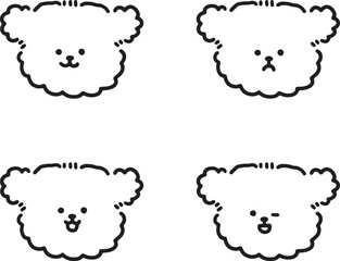 Dogs cute fluffy adorable kawaii minimalist hand drawing illustration set