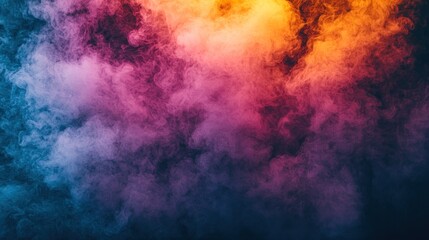 Fototapeta premium Vibrant colorful smoke swirling in dark background