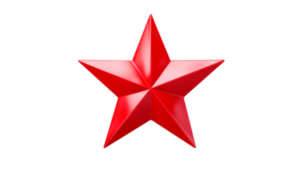 Realistic isolated glossy red star. Bright toy plastic design shiny 3d, vibrant color tones. Abstract cover illustration. Backdrop, banner. Holiday childish fun.