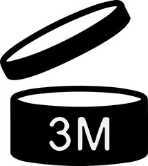 Period after open icon. Pao symbols. Round box with cap opened. Expiration period in 3 three months signs for cosmetic packaging on transparent background.