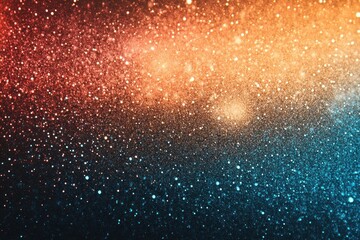 Obraz premium Grainy teal, orange, red, and blue retro gradient background with noise texture for summer banner and poster design