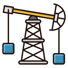 The Tireless Pumpjack Diligently Extracts Vital Energy Resources From The Earth, A Symbol Of Industry And Progress In A Clean And Simple Graphic Style