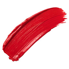 Red paint stroke on transparent background