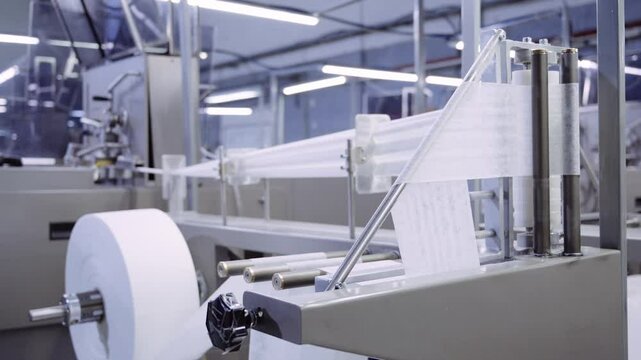 Textile feeding line at disinfectant wet wipes plant