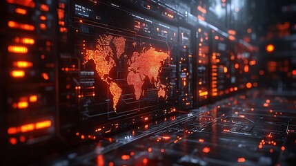 Fototapeta premium Digital security breach affecting Europe with red alert signs and a network vulnerability concept