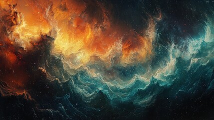 Fiery, swirling nebula in deep space.
