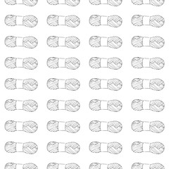 Skein of thread. Seamless pattern. Doodle style.