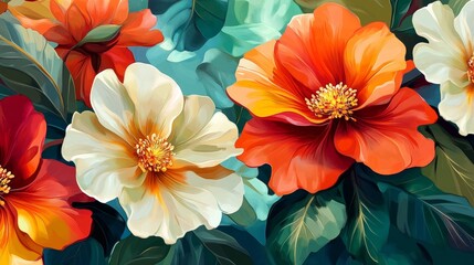 Colorful digital wall tiles new flower design for bathroom and kitchen and also for home decor.3D illustration 3D rendering.