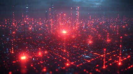 Obraz premium Futuristic visualization of a cyber war attack on Europe with glowing red alerts and digital vulnerabilities