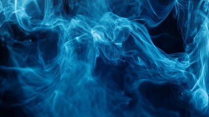 Fototapeta premium Abstract Blue Ambient Smoke Background with Dancing Waves and Seamless Loop Motion