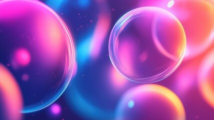 Colorful Bubbles Float in a Magical Atmosphere
