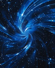 Fototapeta premium Abstract Blue Spiral Beams and Lines Resemble Blooming Fireworks in Space with Clean Lines and Simple Orderly Composition