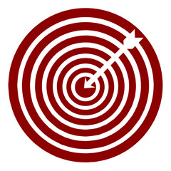 Red target with arrow icon design on transparent background. Target and arrow design for logo, business , success, icon, element.