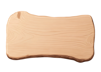 Illustration of a cartoon wooden sign. The sign is light brown with darker brown edging and rounded corners and placed on a black background.