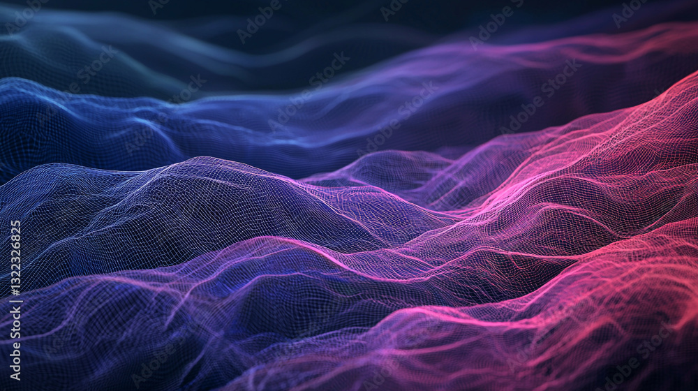 Poster abstract purple pink digital wave background texture design 3d art mesh grid data color style image