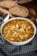 Tripe soup made of beef and vegetables.