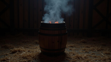 Barrel still smoking