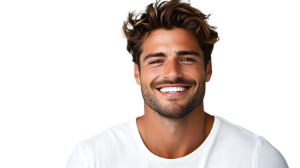 studio photo of a handsome man model smile with white isolated background ai generated
