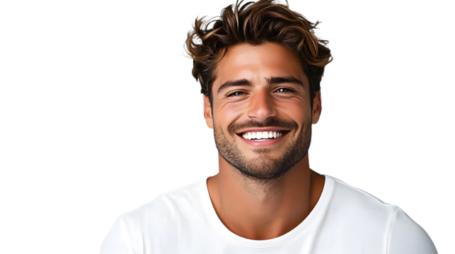 studio photo of a handsome man model smile with white isolated background ai generated